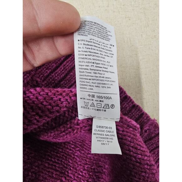Old Navy Womens Sweater Large Chunky Cable Knit Burgundy Pink Cotton Blend - Picture 8 of 8